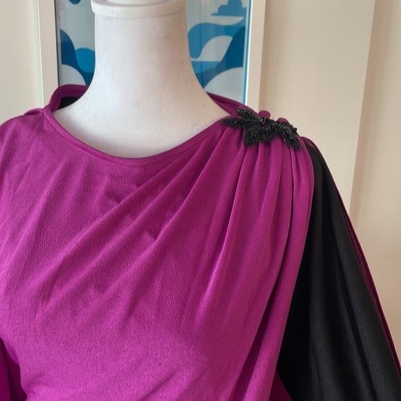 NEW LEAF BY SAMIR Neiman Marcus Cape Pink Black Dress Vintage - Picture 5 of 13